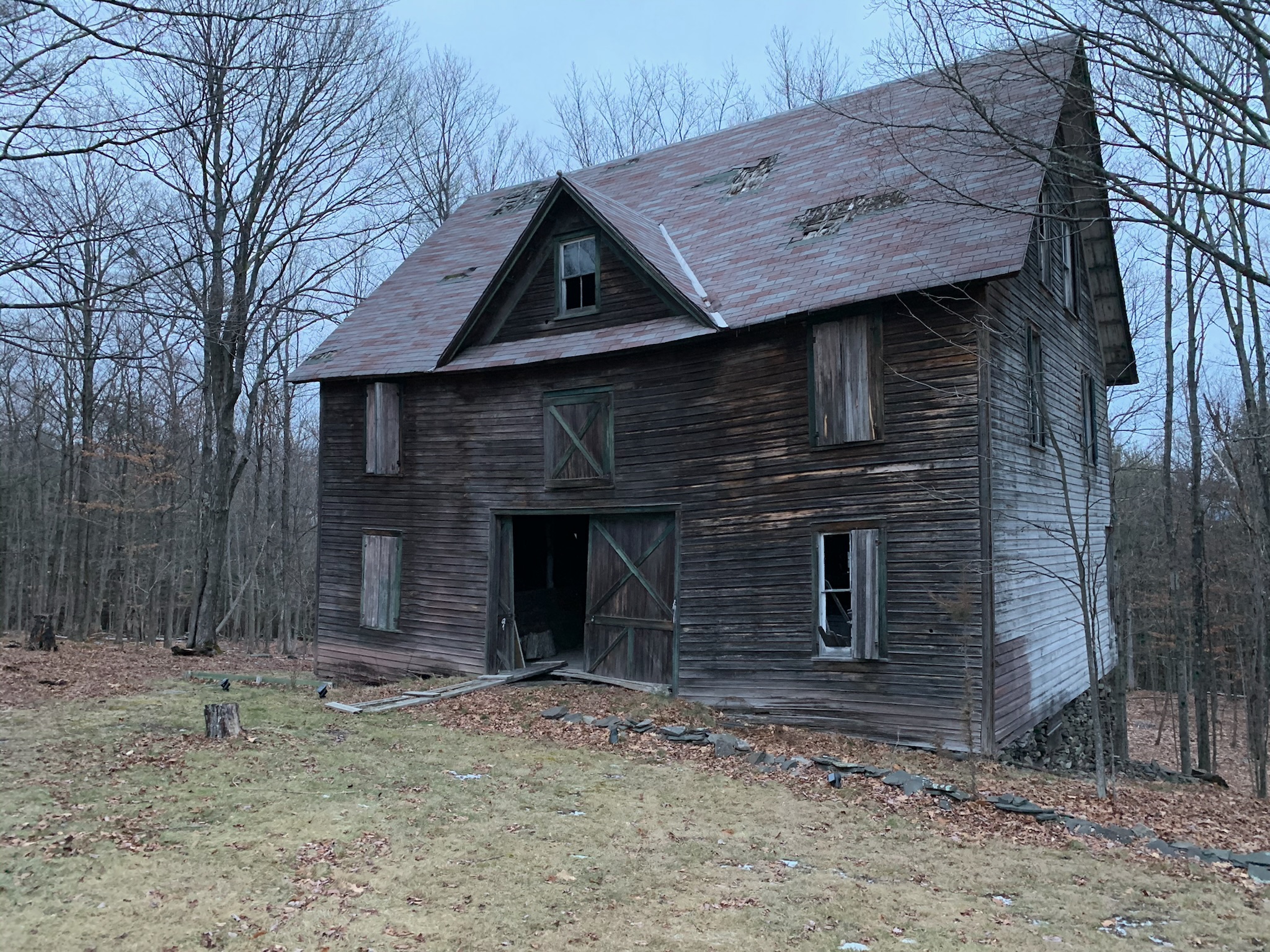 The historic three-story barn