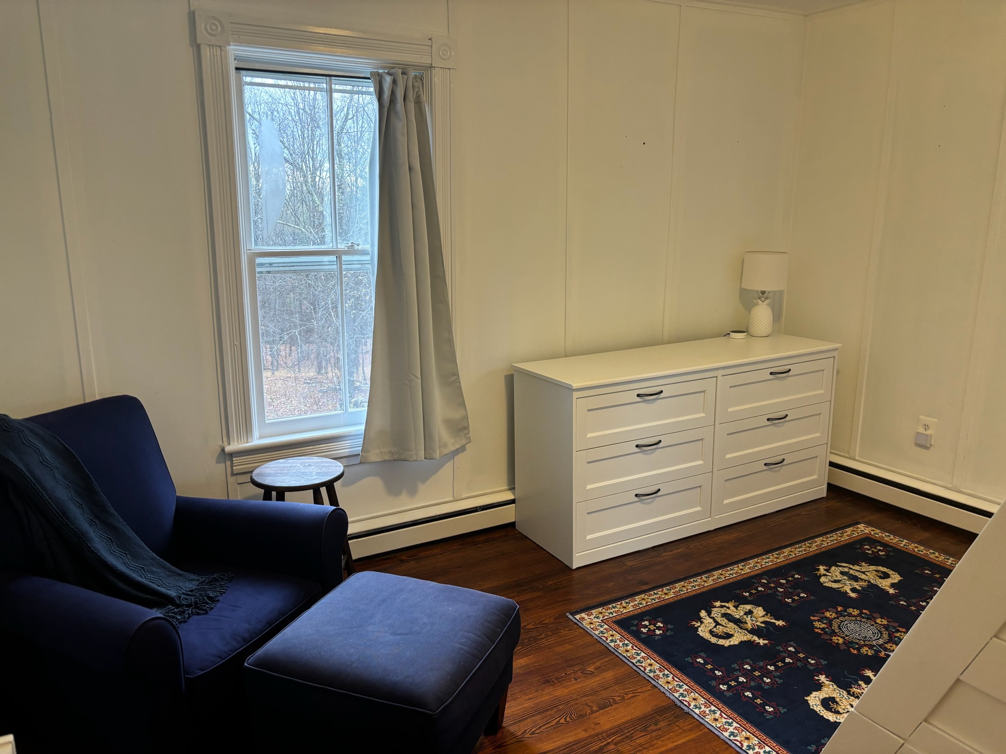 Bunk room — twin-over-full, Chinese dragon rug